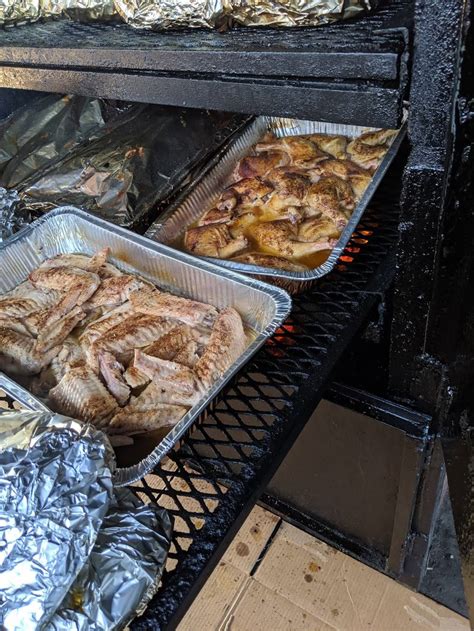 Bbq heaven - Cater Catering Catered Party Event Food BBQ barbeque barbecue southern homemade texas brisket pulled pork ribs chicken sausage sausages peach cobbler green beans mashed potatoes Brunswick stew coleslaw potato salad mad and cheese cookies. 